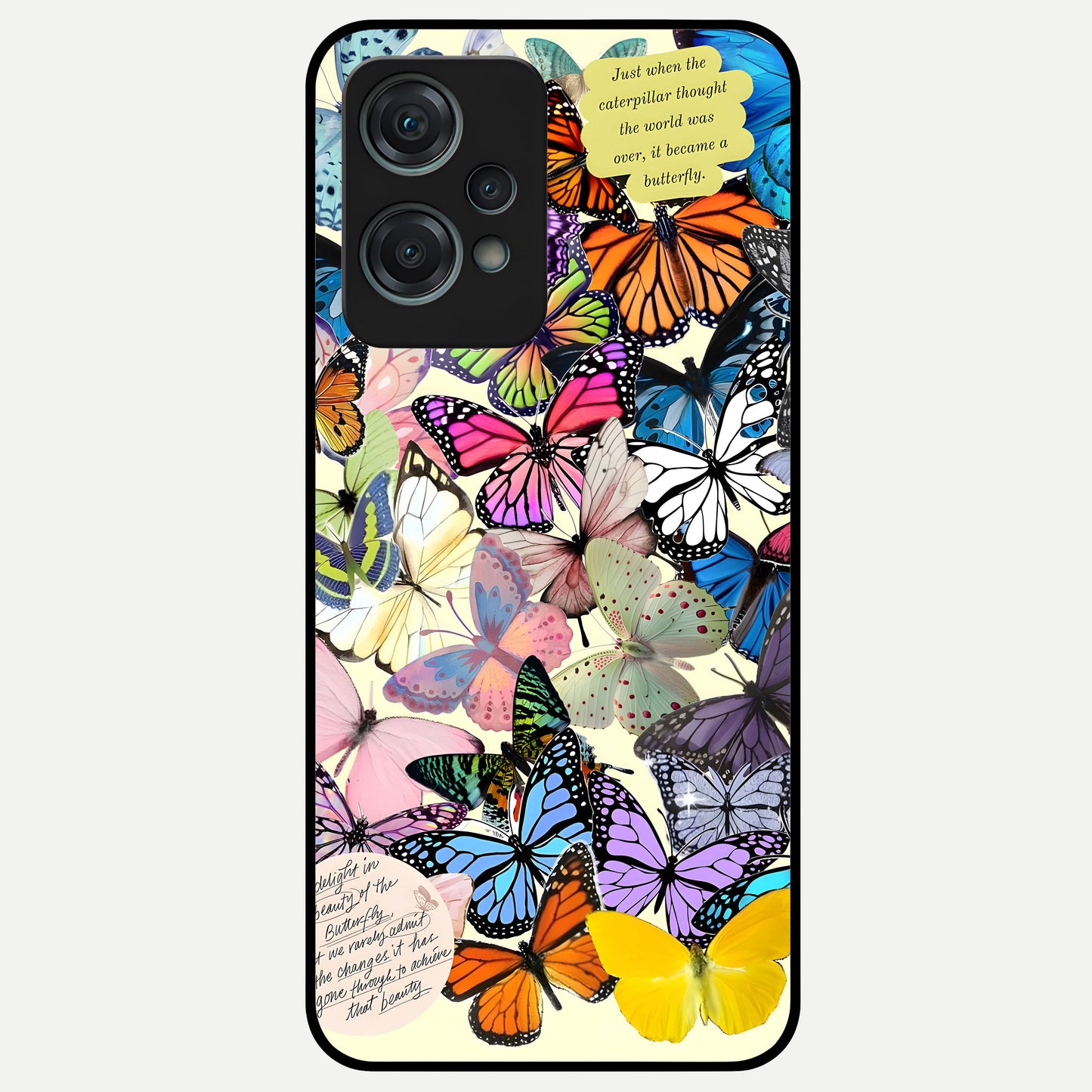  Butterflies Petal Dream Glass Case For Oneplus Nord CE2 Lite back cover – full design glossy printed glass finish