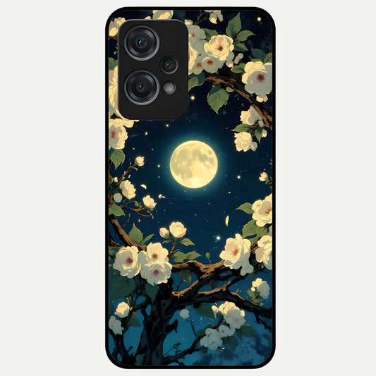 Celestial Moon And Flower Glass Case For Oneplus Nord CE2 Lite back cover – full design glossy printed glass finish
