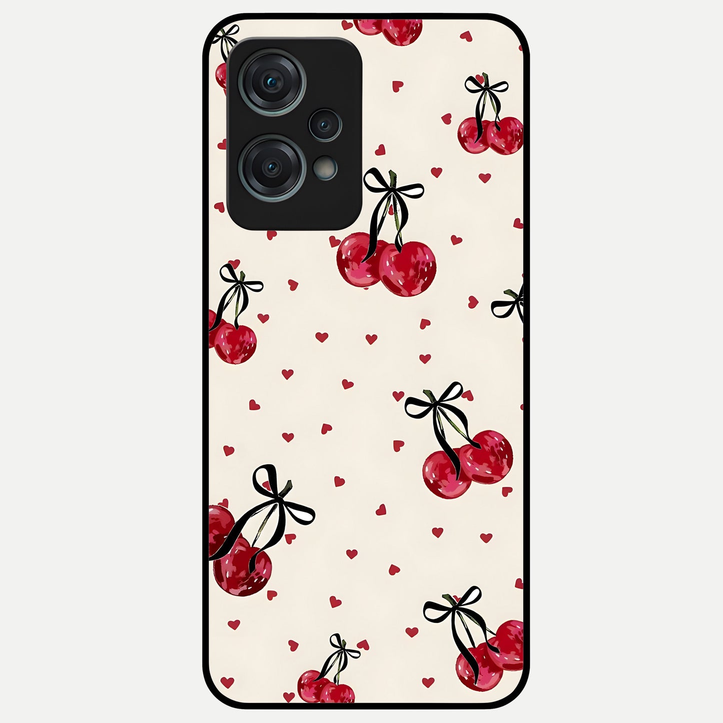  Cherry Heart Bow Glass Case For Oneplus Nord CE2 Lite back cover – full design glossy printed glass finish