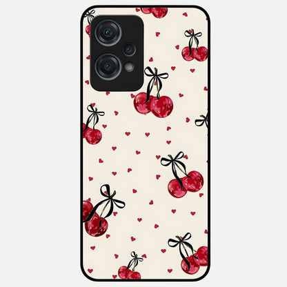  Cherry Heart Bow Glass Case For Oneplus Nord CE2 Lite back cover – full design glossy printed glass finish