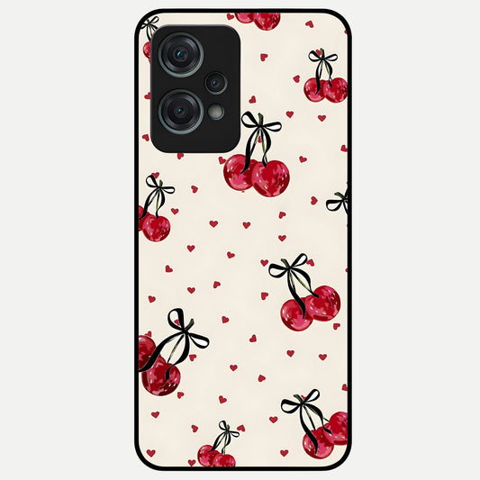  Cherry Heart Bow Glass Case For Oneplus Nord CE2 Lite back cover – full design glossy printed glass finish