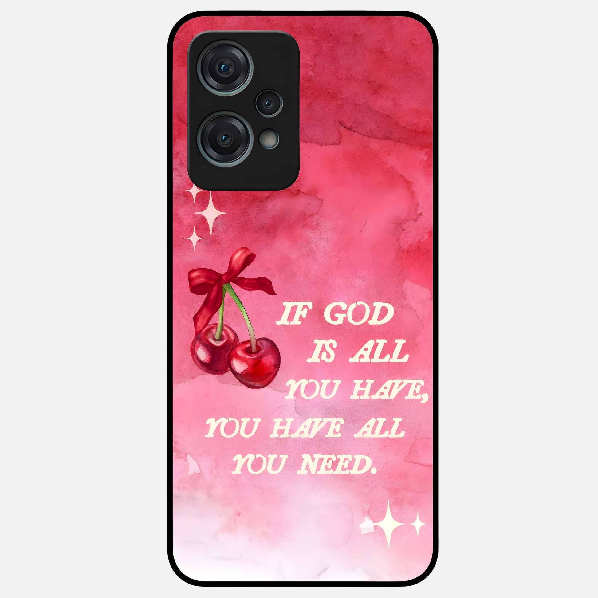  Cherry Quote Glass Case For Oneplus Nord CE2 Lite back cover – full design glossy printed glass finish