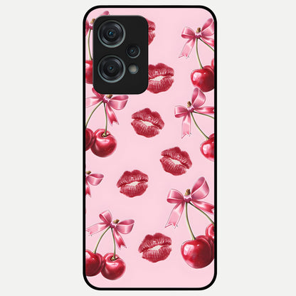  Cherry With Lips Glass Case For Oneplus Nord CE2 Lite back cover – full design glossy printed glass finish
