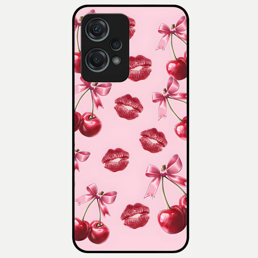  Cherry With Lips Glass Case For Oneplus Nord CE2 Lite back cover – full design glossy printed glass finish