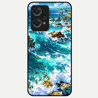  Coastal Blue Waves Glass Case For Oneplus Nord CE2 Lite back cover – full design glossy printed glass finish