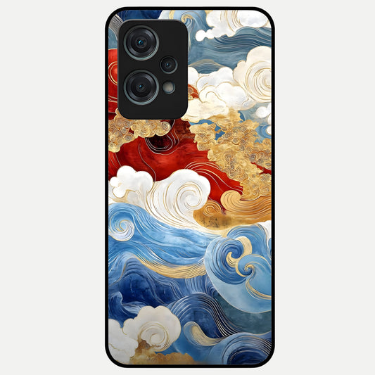  Colored Waves Glass Case For Oneplus Nord CE2 Lite back cover – full design glossy printed glass finish