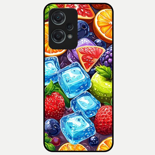  Colorful Fruits with Ice Glass Case For Oneplus Nord CE2 Lite back cover – full design glossy printed glass finish