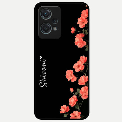  Crimson Bloom Grace Custom Name Glass Case For Oneplus Nord CE2 Lite back cover – full design glossy printed glass finish