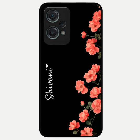  Crimson Bloom Grace Custom Name Glass Case For Oneplus Nord CE2 Lite back cover – full design glossy printed glass finish