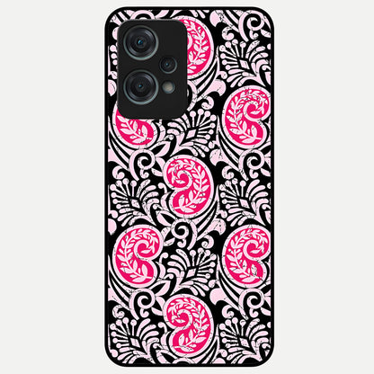  Crimson Paisley Charm Glass Case For Oneplus Nord CE2 Lite back cover – full design glossy printed glass finish