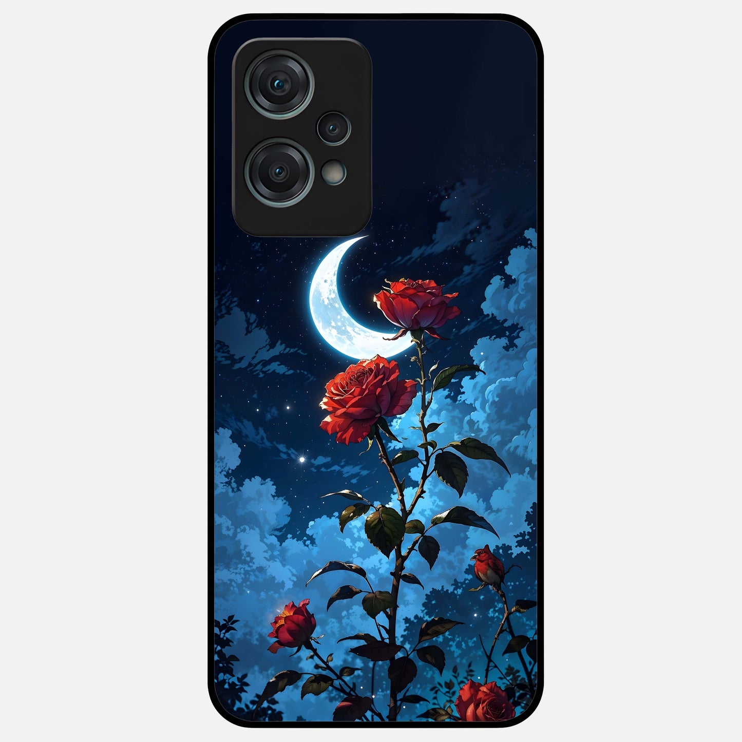 Crimson Rose Moon Glass Case For Oneplus Nord CE2 Lite back cover – full design glossy printed glass finish