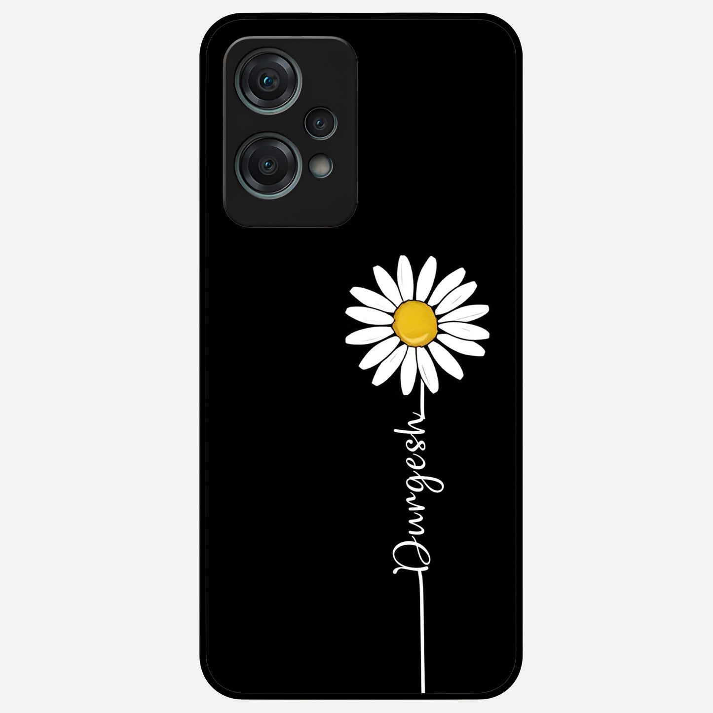  Custom Name White Flower Glass Case For Oneplus Nord CE2 Lite back cover – full design glossy printed glass finish