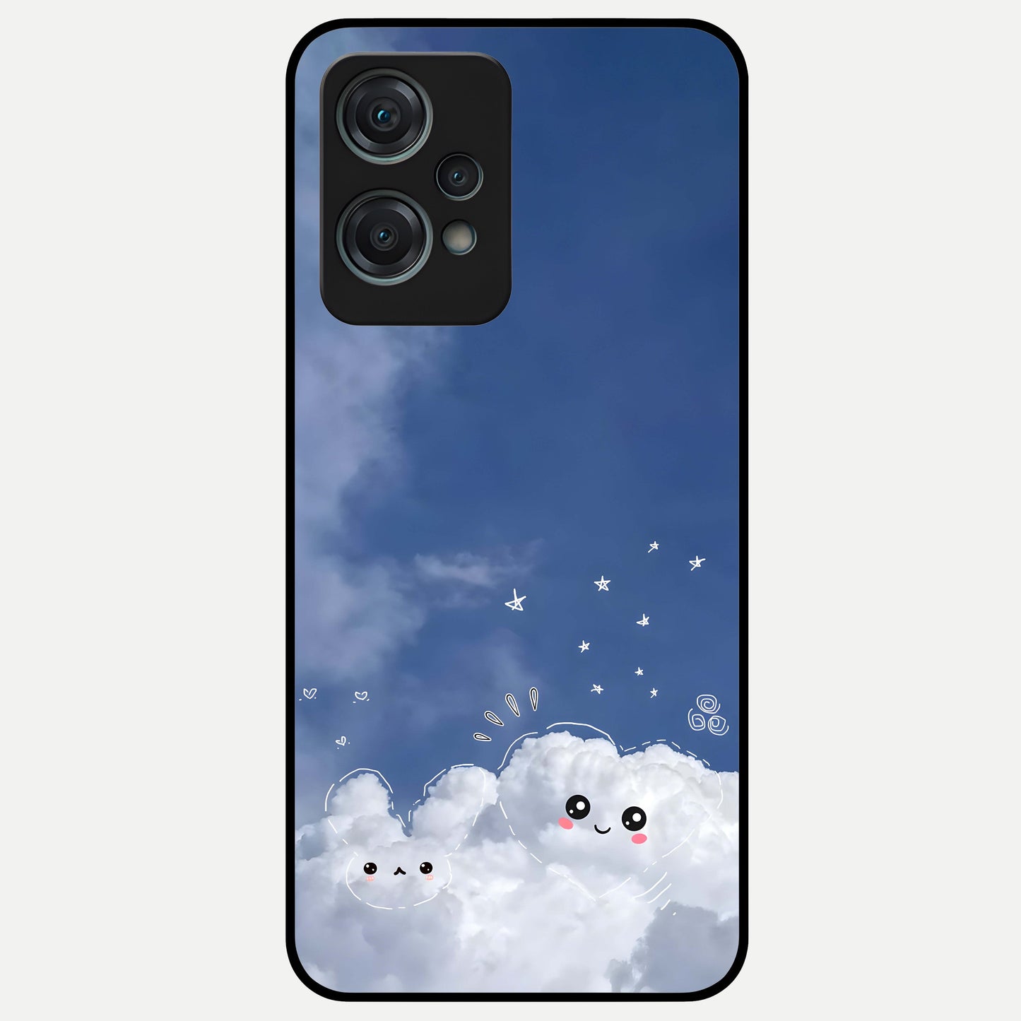  Cute Blossom Cloud Glass Case For Oneplus Nord CE2 Lite back cover – full design glossy printed glass finish