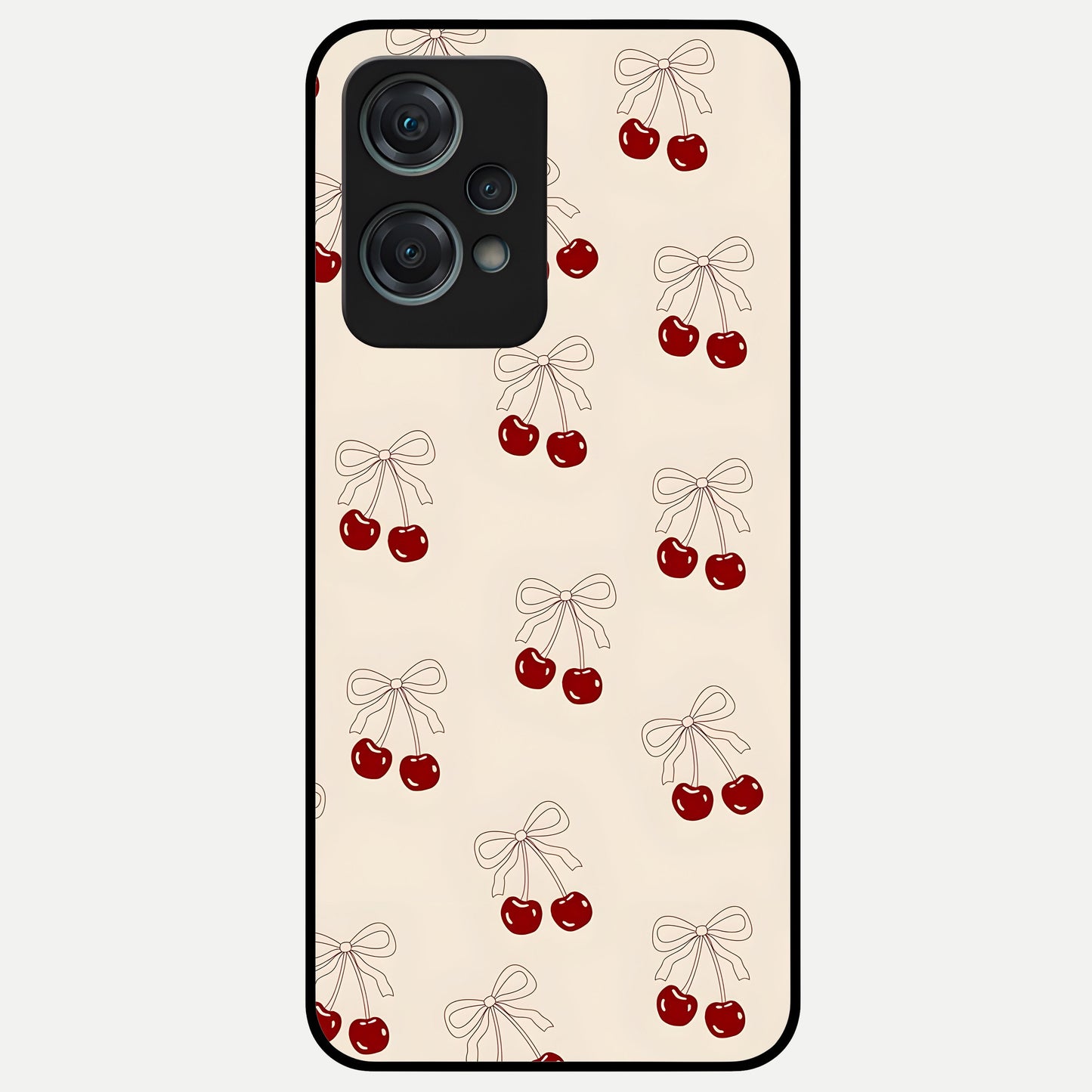  Cute Cherry Pattern Glass Case For Oneplus Nord CE2 Lite back cover – full design glossy printed glass finish