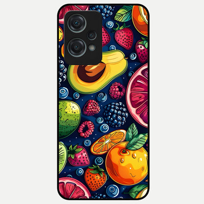  Cute Fruits Art Glass Case For Oneplus Nord CE2 Lite back cover – full design glossy printed glass finish