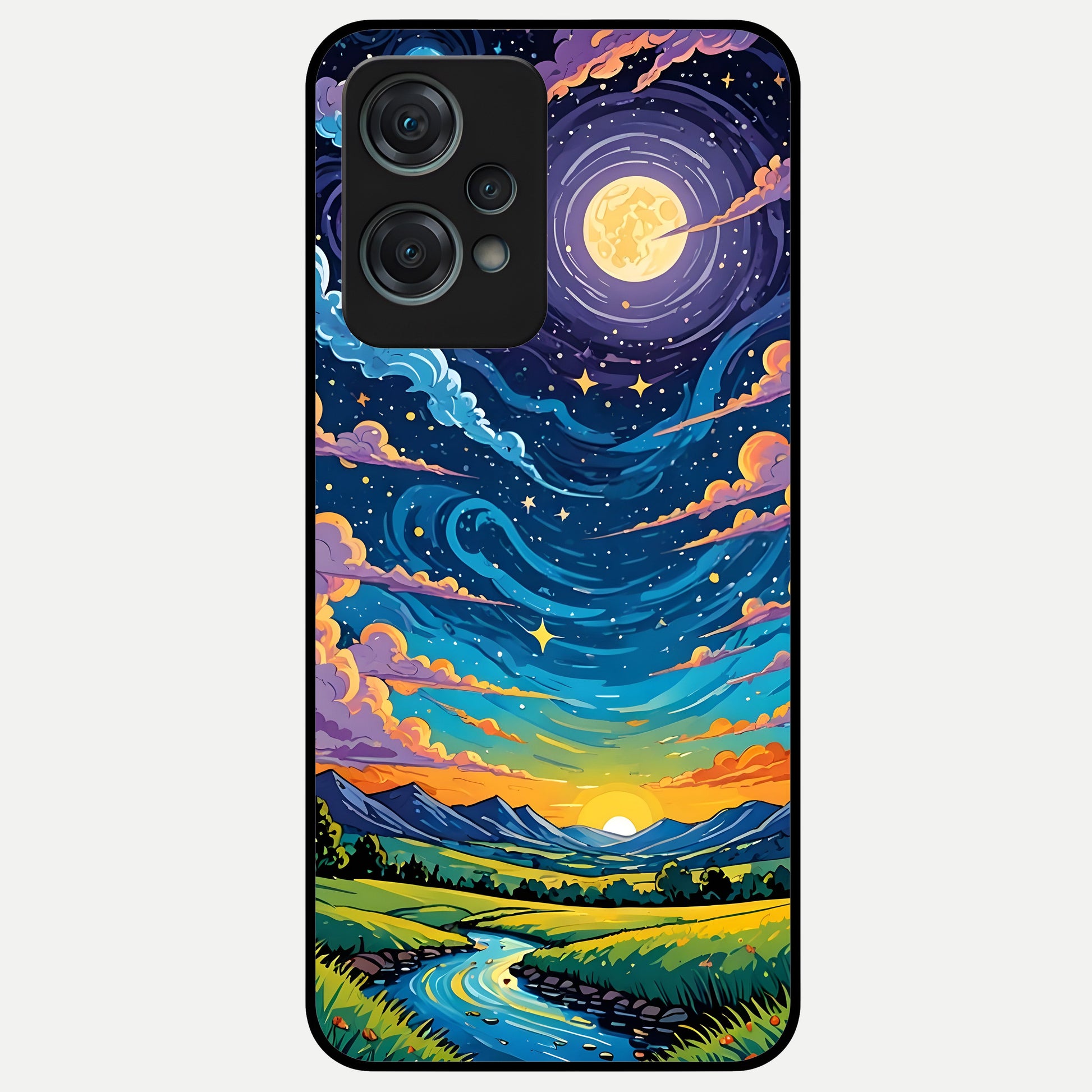  Dreamy Night Landscape Glass Case For Oneplus Nord CE2 Lite back cover – full design glossy printed glass finish