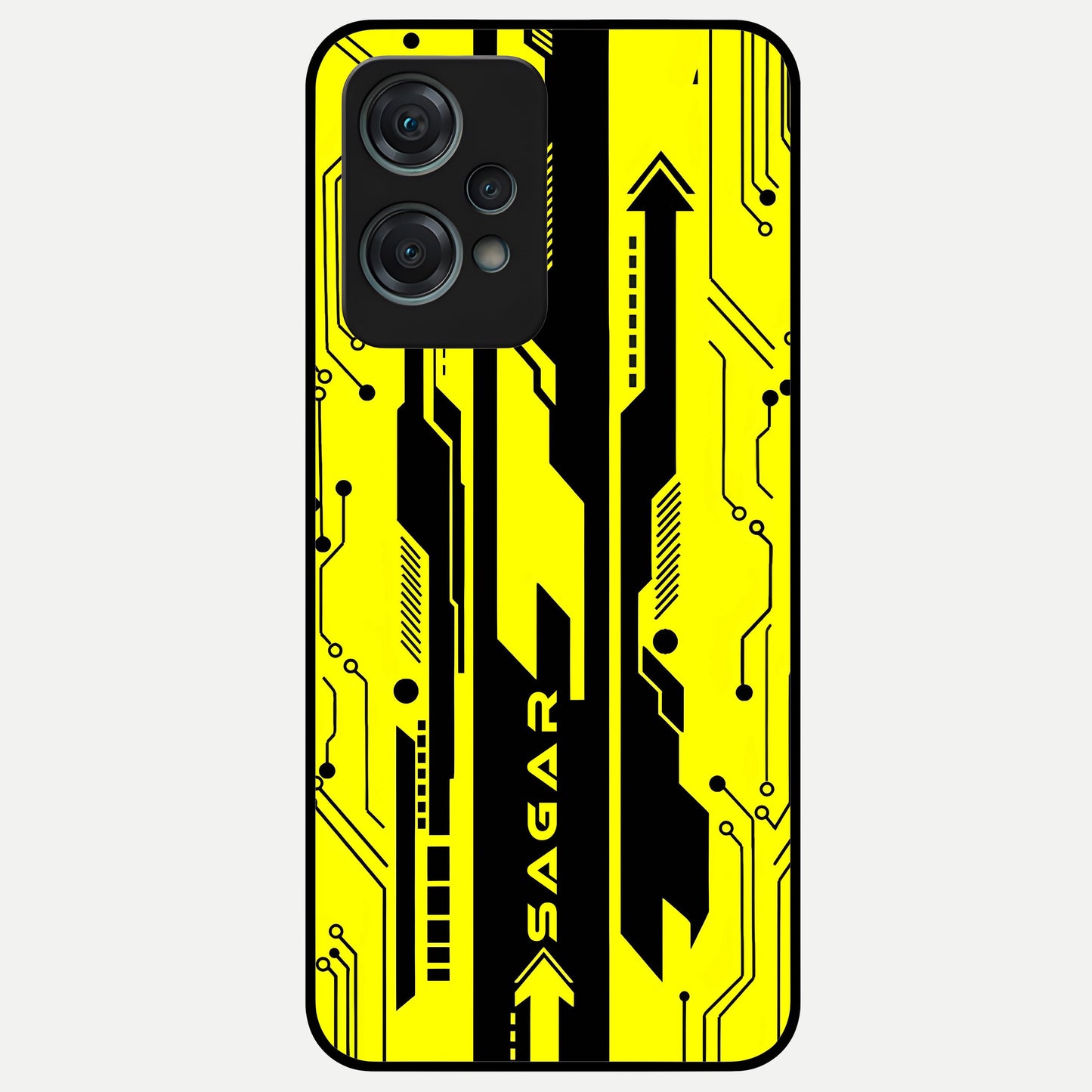  Electric Pulse CYBERPUNK Custom Name Glass Case For Oneplus Nord CE2 Lite back cover – full design glossy printed glass finish