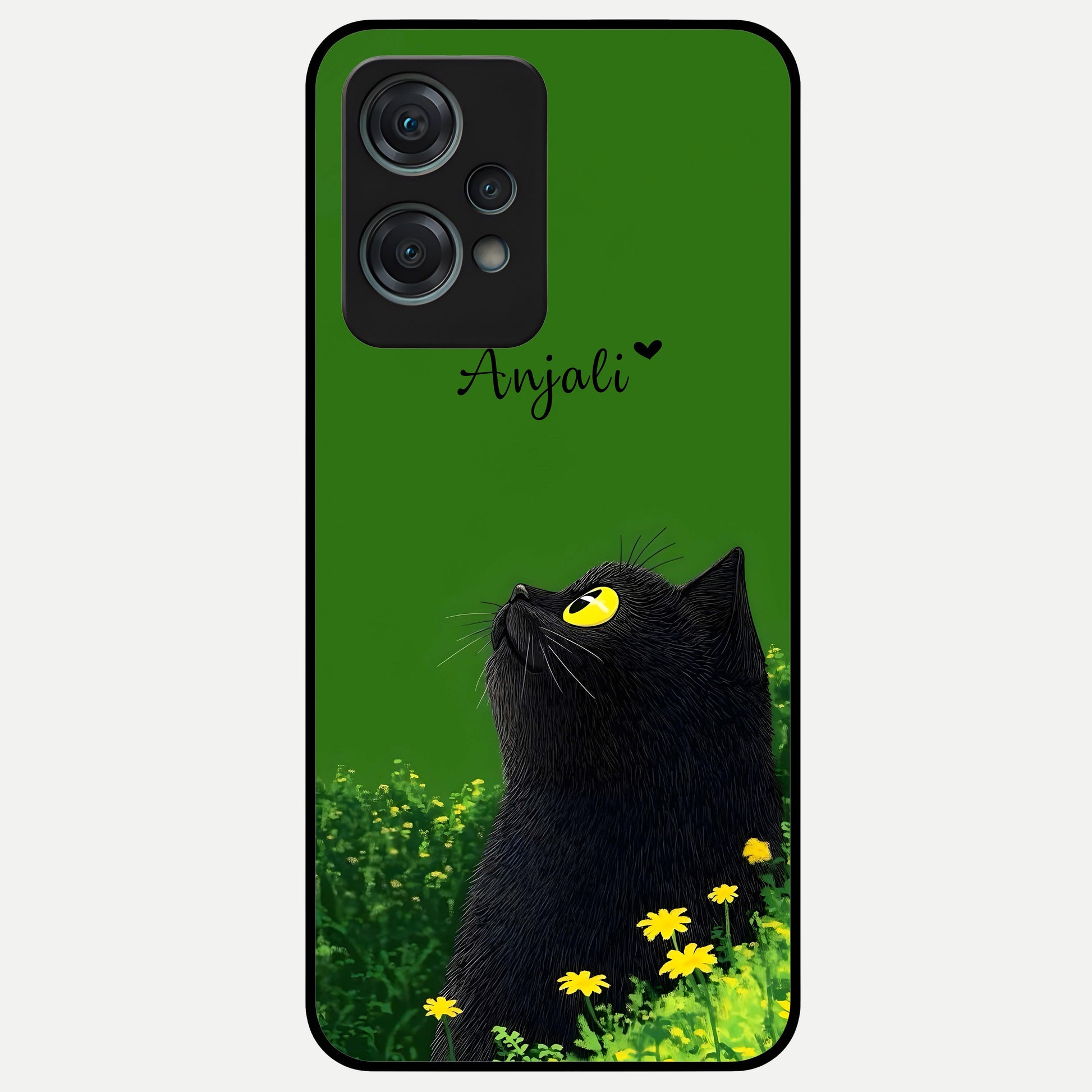  Emerald Cat Custom Name Glass Case For Oneplus Nord CE2 Lite back cover – full design glossy printed glass finish