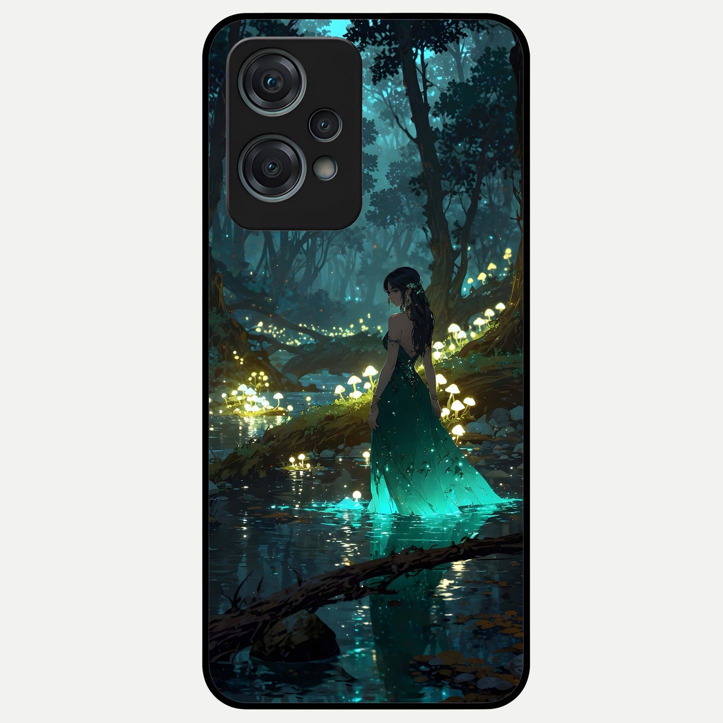  Enchanted Forest Glow Glass Case For Oneplus Nord CE2 Lite back cover – full design glossy printed glass finish
