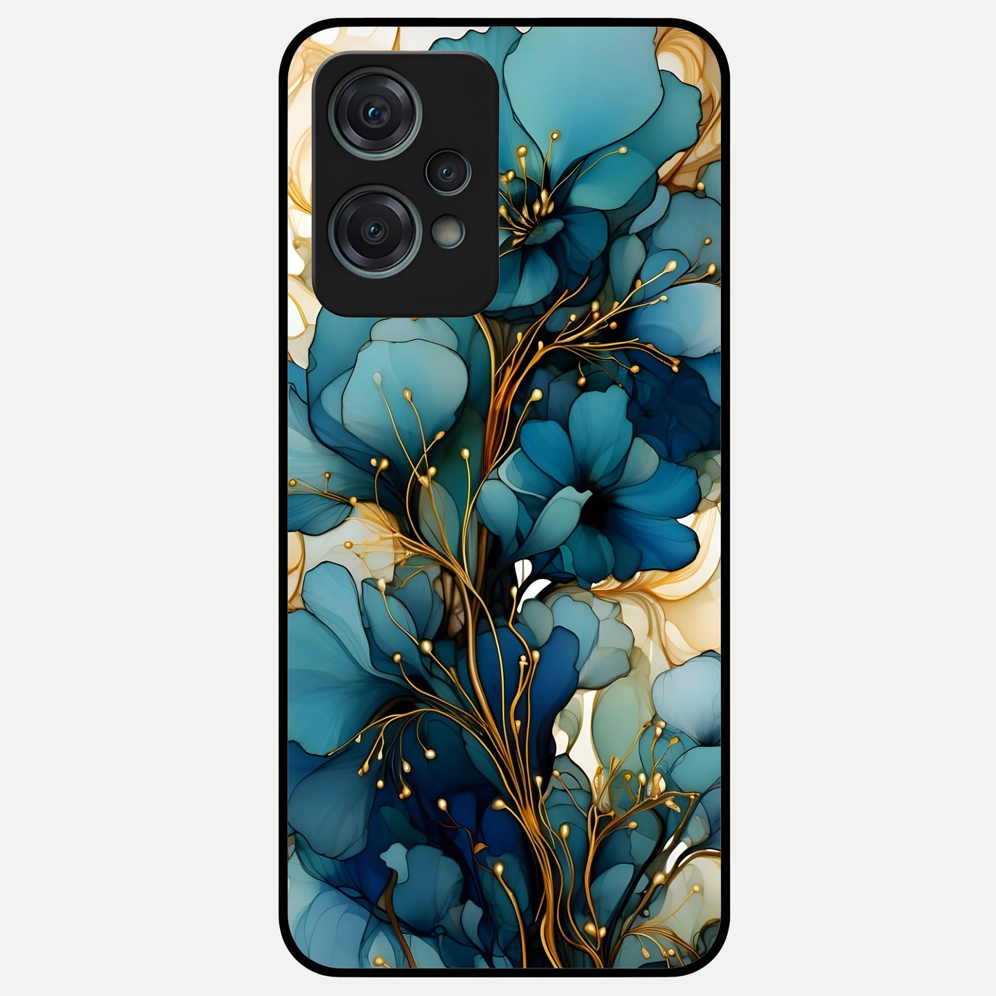  Golden Bloom Symphony Glass Case For Oneplus Nord CE2 Lite back cover – full design glossy printed glass finish
