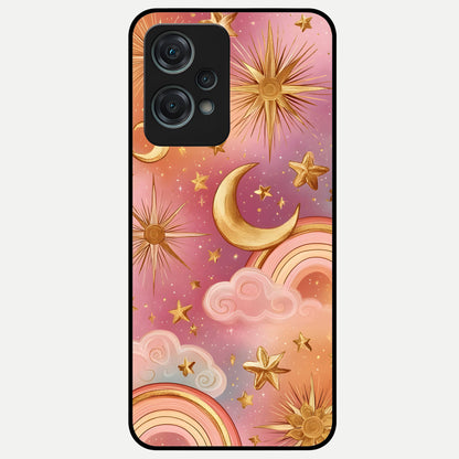  Golden Celestial Dreams Glass Case For Oneplus Nord CE2 Lite back cover – full design glossy printed glass finish