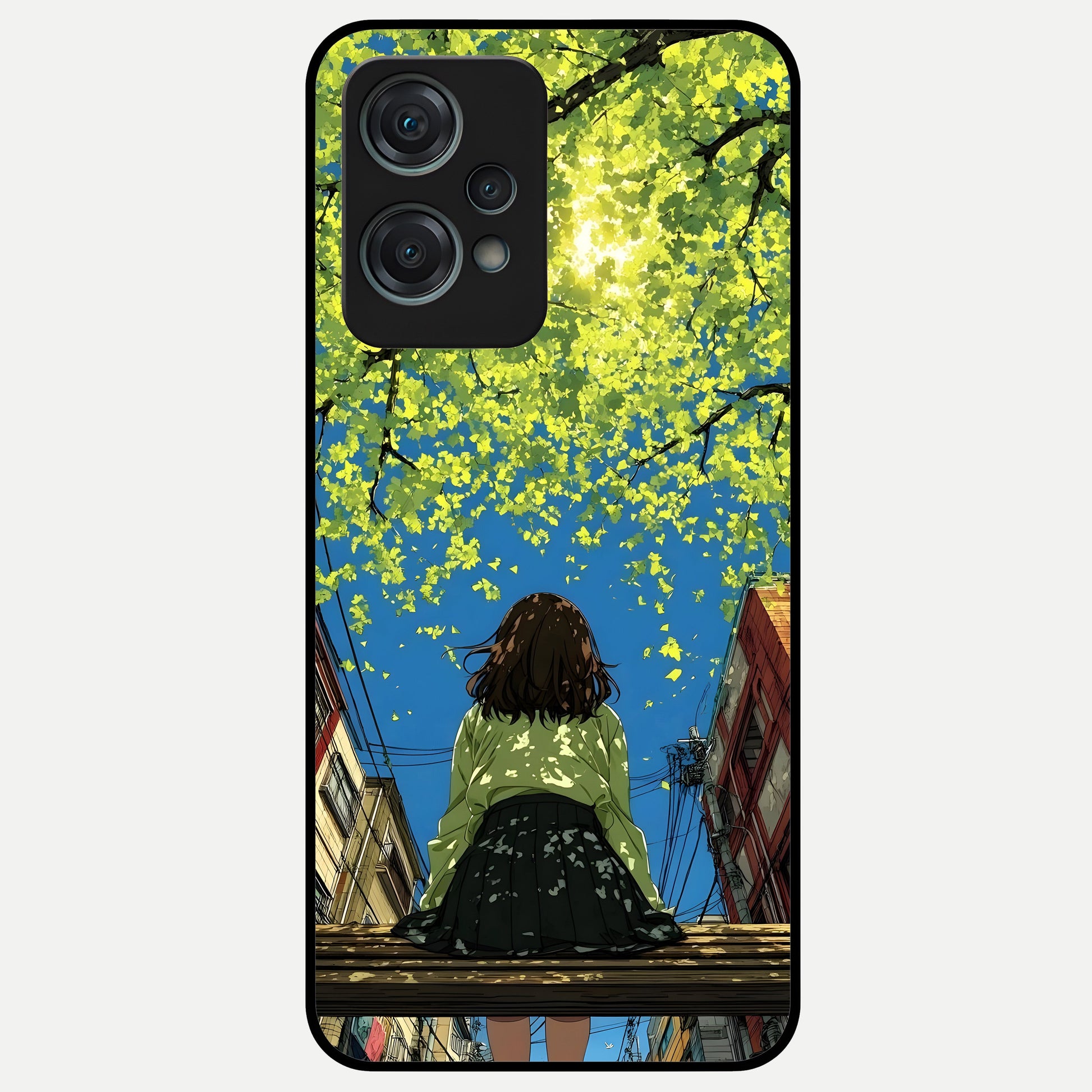  Golden Leaves Glow Glass Case For Oneplus Nord CE2 Lite back cover – full design glossy printed glass finish