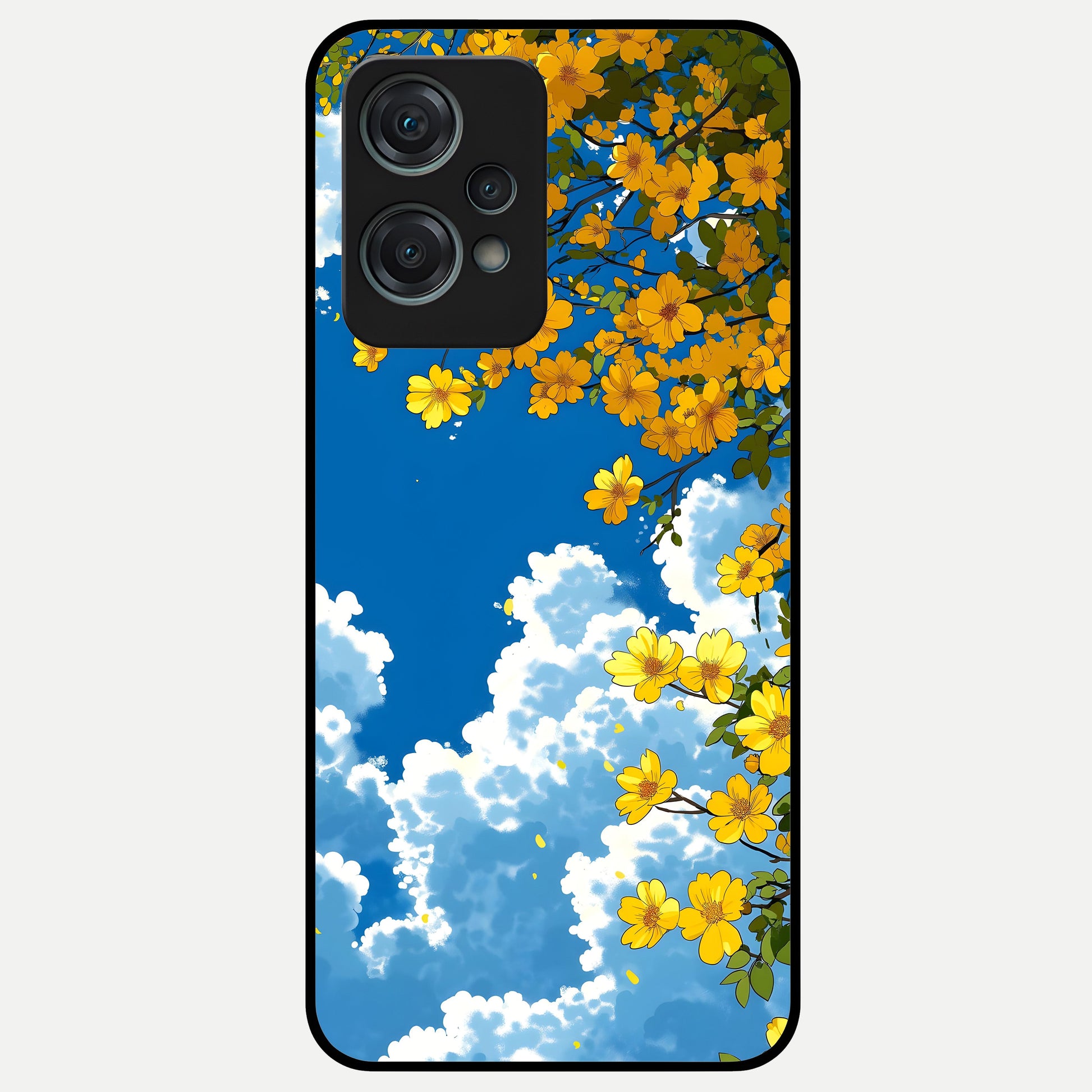  Golden Petal Sky Glass Case For Oneplus Nord CE2 Lite back cover – full design glossy printed glass finish