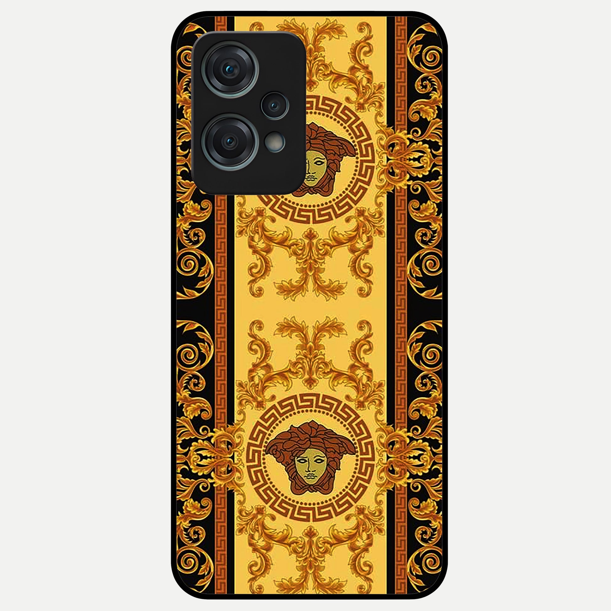 Golden Royal Heritage Glass Case For Oneplus Nord CE2 Lite back cover – full design glossy printed glass finish