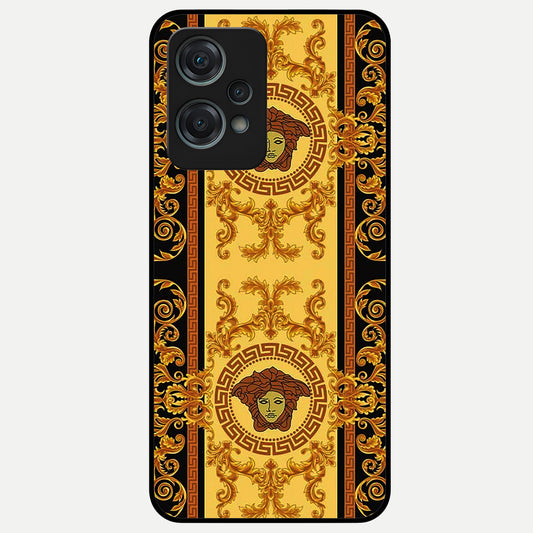  Golden Royal Heritage Glass Case For Oneplus Nord CE2 Lite back cover – full design glossy printed glass finish
