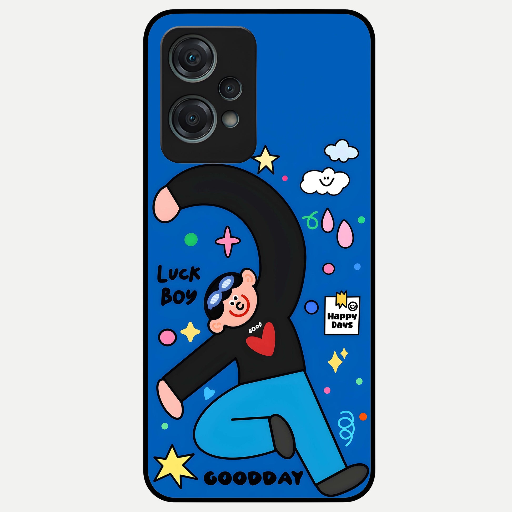  Happy Luck Vibe Glass Case For Oneplus Nord CE2 Lite back cover – full design glossy printed glass finish