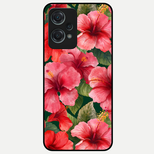  Hibiscus Pattern Glass Case For Oneplus Nord CE2 Lite back cover – full design glossy printed glass finish