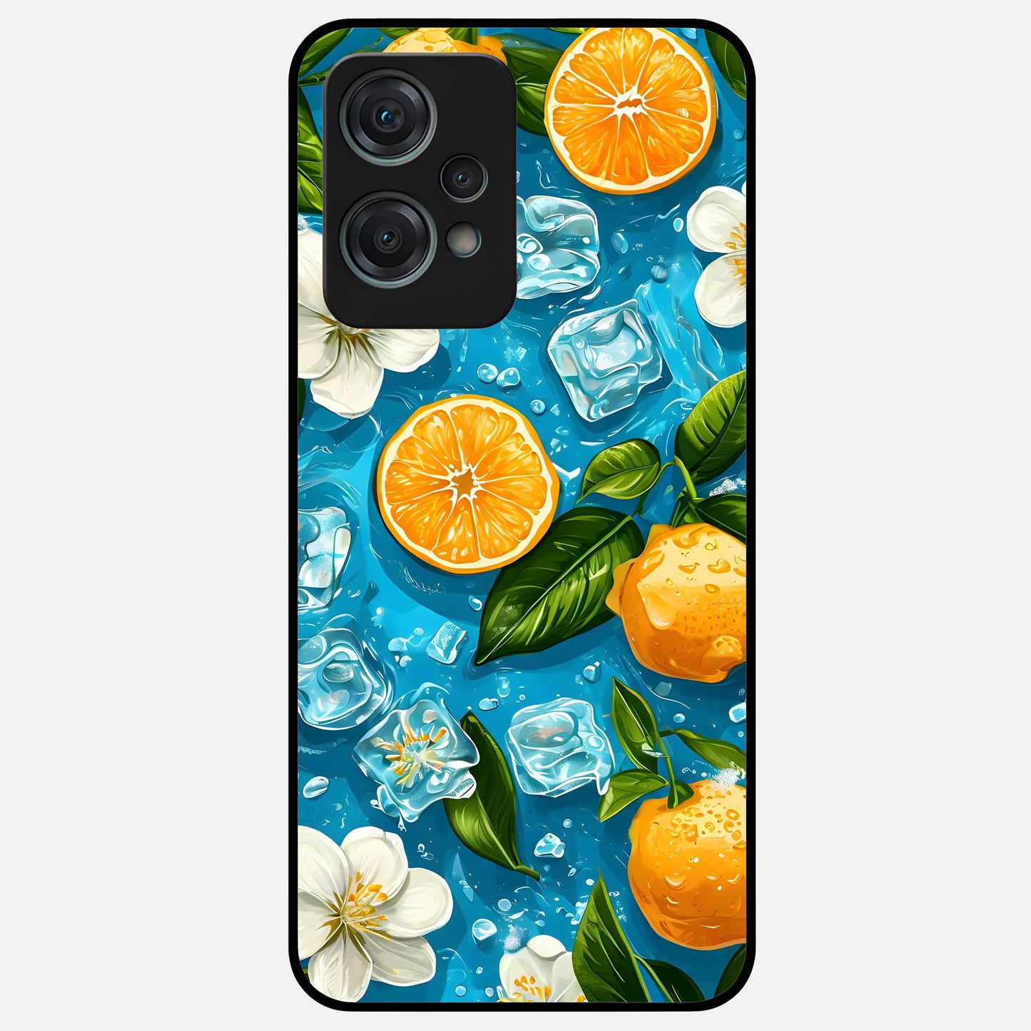  Ice Cube With Orange Glass Case For Oneplus Nord CE2 Lite back cover – full design glossy printed glass finish