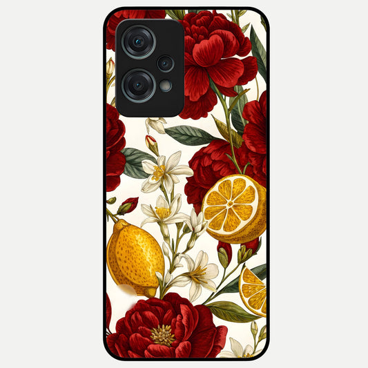  Lemon Rose Charm Glass Case For Oneplus Nord CE2 Lite back cover – full design glossy printed glass finish