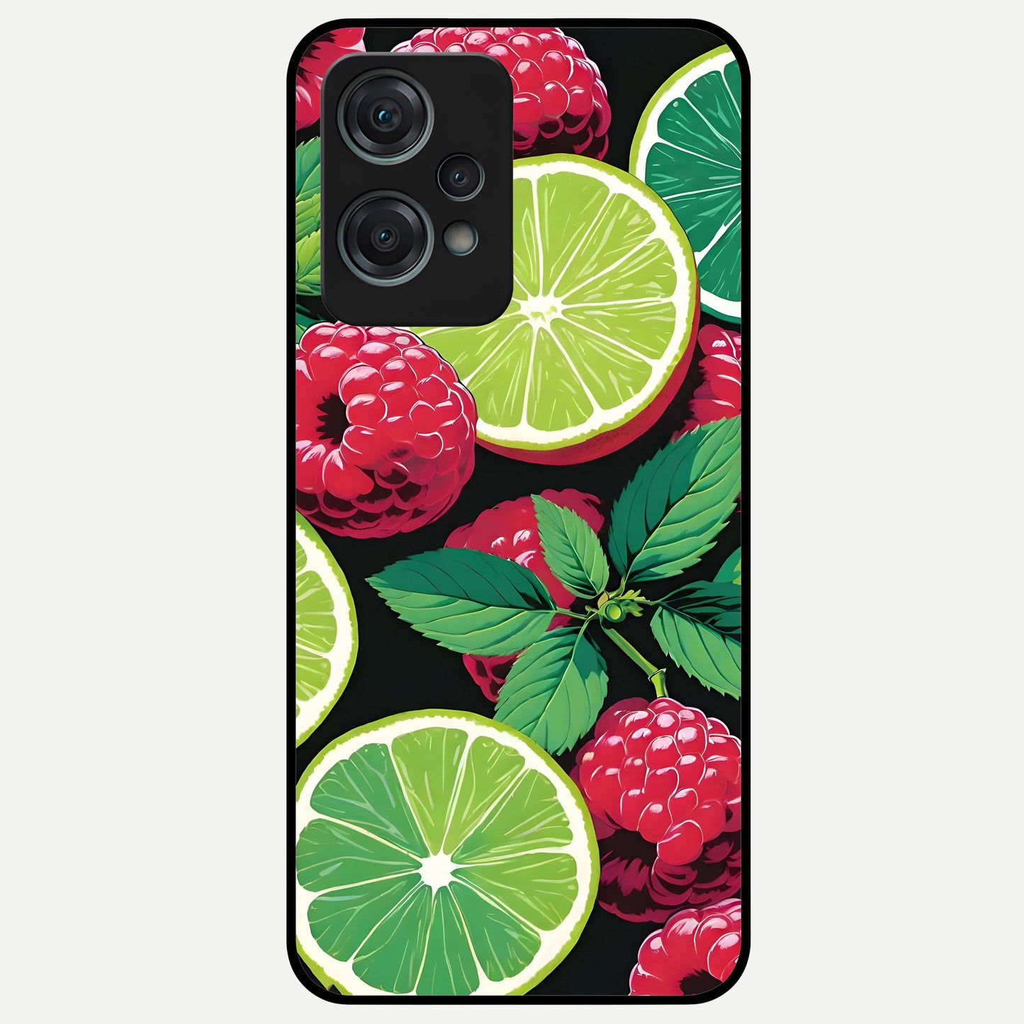  Lime and Raspberry Pattern Glass Case For Oneplus Nord CE2 Lite back cover – full design glossy printed glass finish