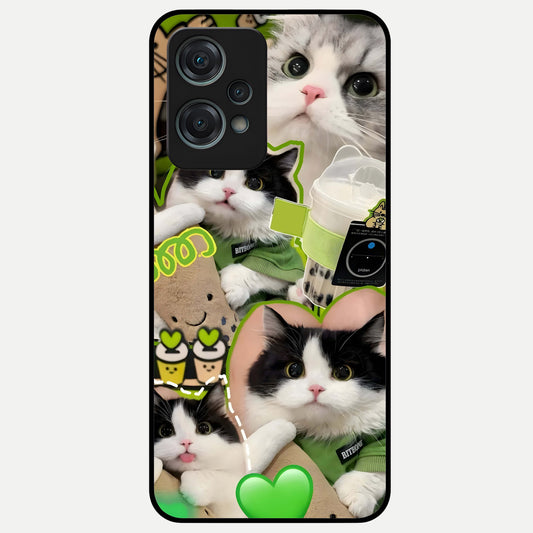  Matcha Cats Mood Glass Case For Oneplus Nord CE2 Lite back cover – full design glossy printed glass finish