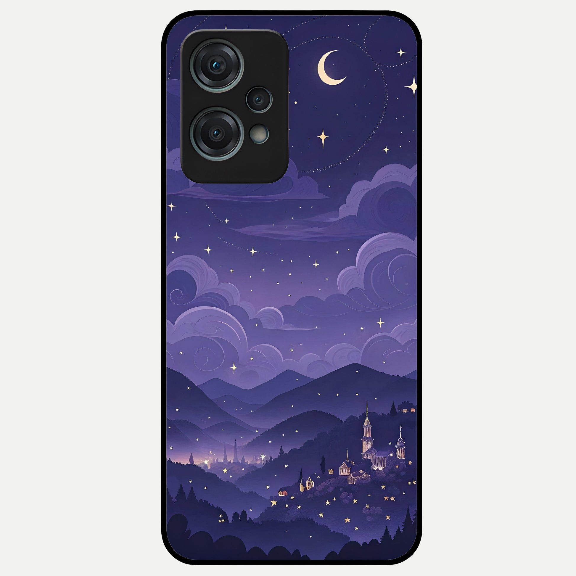 Minimal Night View Glass Case For Oneplus Nord CE2 Lite back cover – full design glossy printed glass finish