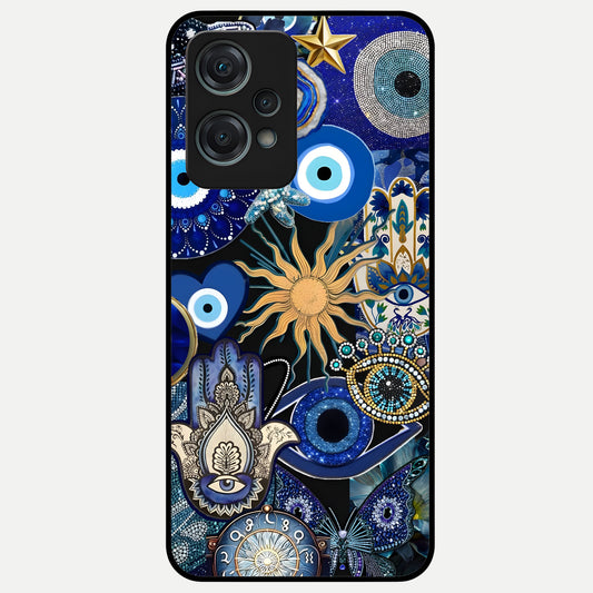  Mystic Blue Evil Eye Glass Case For Oneplus Nord CE2 Lite back cover – full design glossy printed glass finish