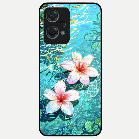  Pink Flowers in Water Glass Case For Oneplus Nord CE2 Lite back cover – full design glossy printed glass finish