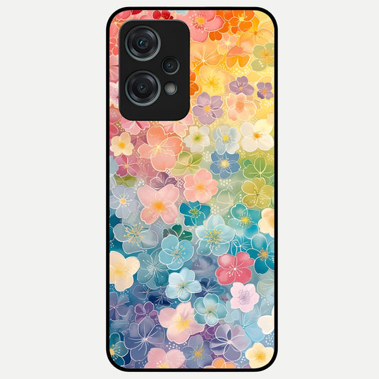  Rainbow Blossom Burst Glass Case For Oneplus Nord CE2 Lite back cover – full design glossy printed glass finish