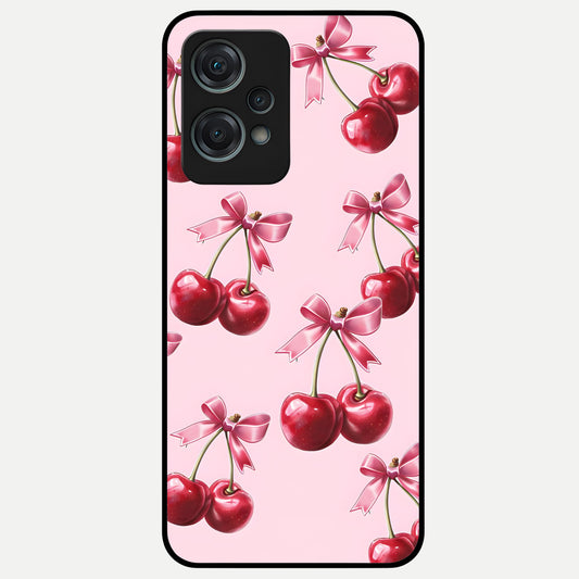  Red Cherries Pattern Glass Case For Oneplus Nord CE2 Lite back cover – full design glossy printed glass finish