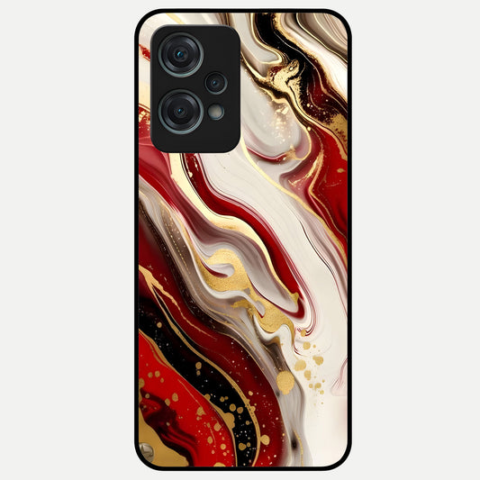  Red And White Marble Glass Case For Oneplus Nord CE2 Lite back cover – full design glossy printed glass finish