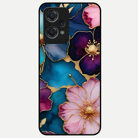  Sparkle Floral Glass Case For Oneplus Nord CE2 Lite back cover – full design glossy printed glass finish