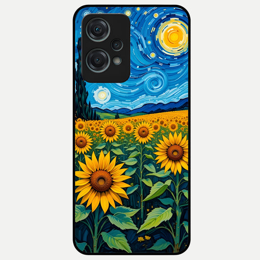  Starry Sunflower Dreams Glass Case For Oneplus Nord CE2 Lite back cover – full design glossy printed glass finish