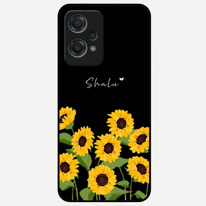  Sunflower Sky Bloom Glass Case For Oneplus Nord CE2 Lite back cover – full design glossy printed glass finish