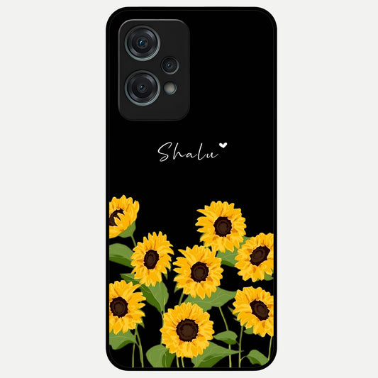  Sunflower Sky Bloom Glass Case For Oneplus Nord CE2 Lite back cover – full design glossy printed glass finish
