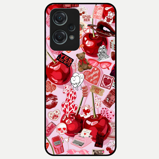  Sweet Cherry Chaos Glass Case For Oneplus Nord CE2 Lite back cover – full design glossy printed glass finish
