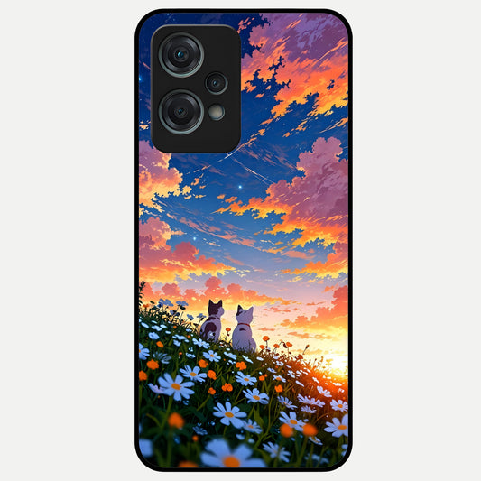  Two Cats Friends Glass Case For Oneplus Nord CE2 Lite back cover – full design glossy printed glass finish