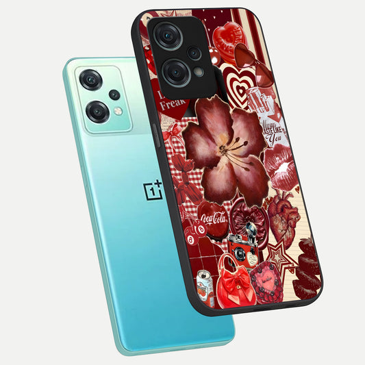  Aesthetic Little Freak phone case For Oneplus Nord CE2 Lite showing premium glass back cover with detailed artwork