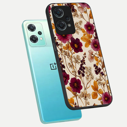  Autumn Wine Bloom phone case For Oneplus Nord CE2 Lite showing premium glass back cover with detailed artwork
