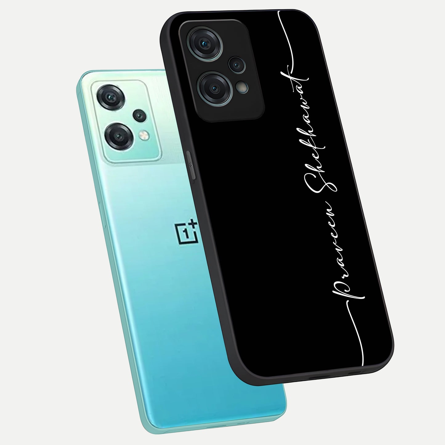  Black Tune Custom Name phone case For Oneplus Nord CE2 Lite showing premium glass back cover with detailed artwork